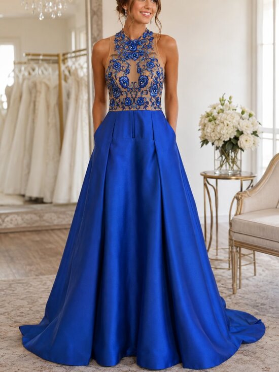 Terani Couture Dresses & Skirts - Terani Couture Size 2 Royal Blue Embroidered Illusion Formal Gown NWOT